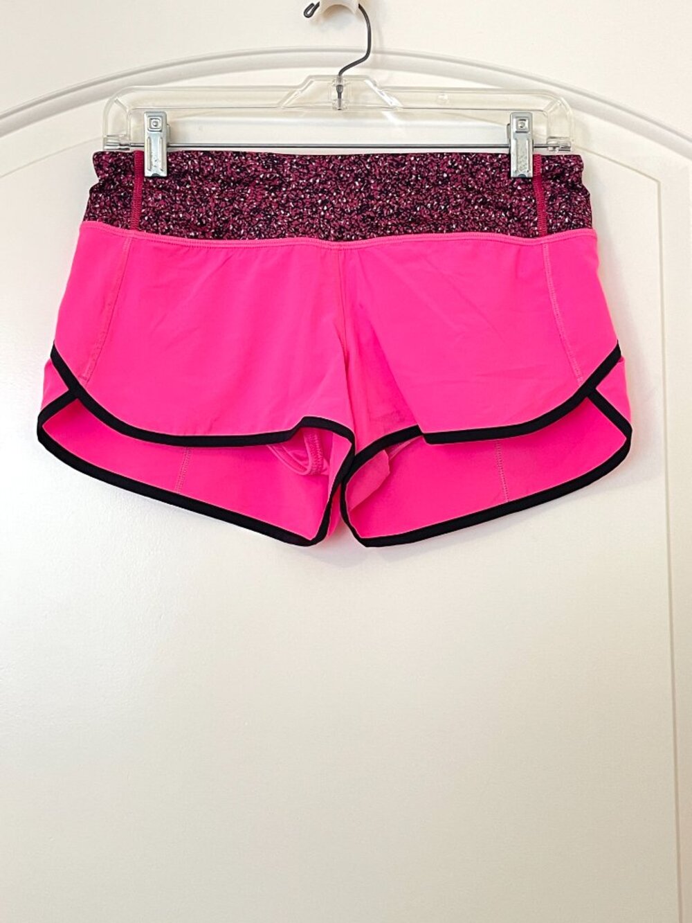 Lululemon Speed Shorts with Panty Pink Black Size 4